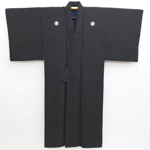 Men's Kimono Vintage(1950-1980) Black Montsuki Habutae Silk #9974C2