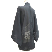 Load image into Gallery viewer, Haori Jacket Vintage(1950-1980) Black Sheer Peony Silk #10896E4
