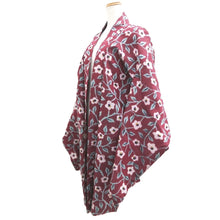 Load image into Gallery viewer, Haori Jacket Vintage(1920-1950) Wine red Meisen Botanical Silk #11004F5
