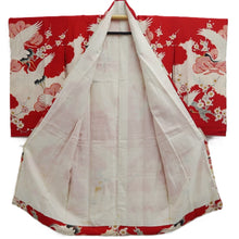 Load image into Gallery viewer, Juban Vintage(1920-1950) Red White Crane Birds Silk #10380F4
