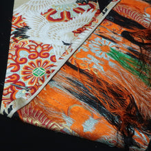 Load image into Gallery viewer, BB10107AG Silk Obi Fabric Vintage(Pre-1920) Crane Birds White 76.8x11.4in(195x29cm)
