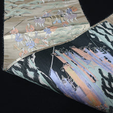 Load image into Gallery viewer, BB10057AD Silk Obi Fabric Samurai Green Beige 51.6x10.6in(131x27cm)
