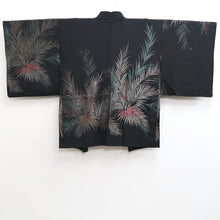 Load image into Gallery viewer, Haori Jacket Vintage(1950-1980) Black Silver Leaves Silk #10188D5
