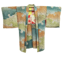 Load image into Gallery viewer, Haori Jacket Vintage(1920-1950) Green Yellow Orange Shibori Silk #10624C3
