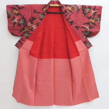 Load image into Gallery viewer, Kimono Vintage(1920-1950) Red Crane Birds Meisen Silk #9672J3
