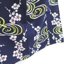 Load image into Gallery viewer, Yukata Vintage(1950-1980) Navy Plum blossom Cotton #11099B1

