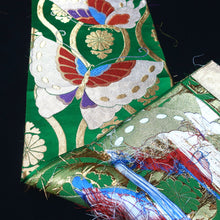 Load image into Gallery viewer, BB10077AF Silk Obi Fabric Butterfly Green 50.8x10.6in(129x27cm)
