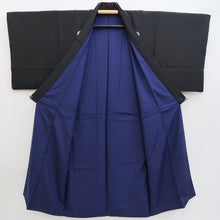 Load image into Gallery viewer, Men&#39;s Kimono Vintage(1950-1980) Black Montsuki Habutae Silk #9974C2
