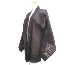 Load image into Gallery viewer, Haori Jacket Vintage(1950-1980) Black Pink Sheer Botanical Silk #10976F3
