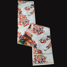 Load image into Gallery viewer, BB10108AG Silk Obi Fabric Vintage(Pre-1920) Crane Birds White 76.8x11.0in(195x28cm)
