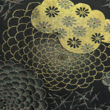 Load image into Gallery viewer, Haori Jacket Vintage(1950-1980) Black Gold Silver Chrysanthemum Silk #10098D2
