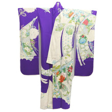 Load image into Gallery viewer, Furisode Purple Crane Birds Tall Silk #10555B4
