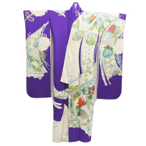 Furisode Purple Crane Birds Tall Silk #10555B4