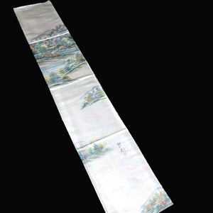 BB10078AF Silk Obi Fabric Landscape Silver 69.7x11.0in(177x28cm)