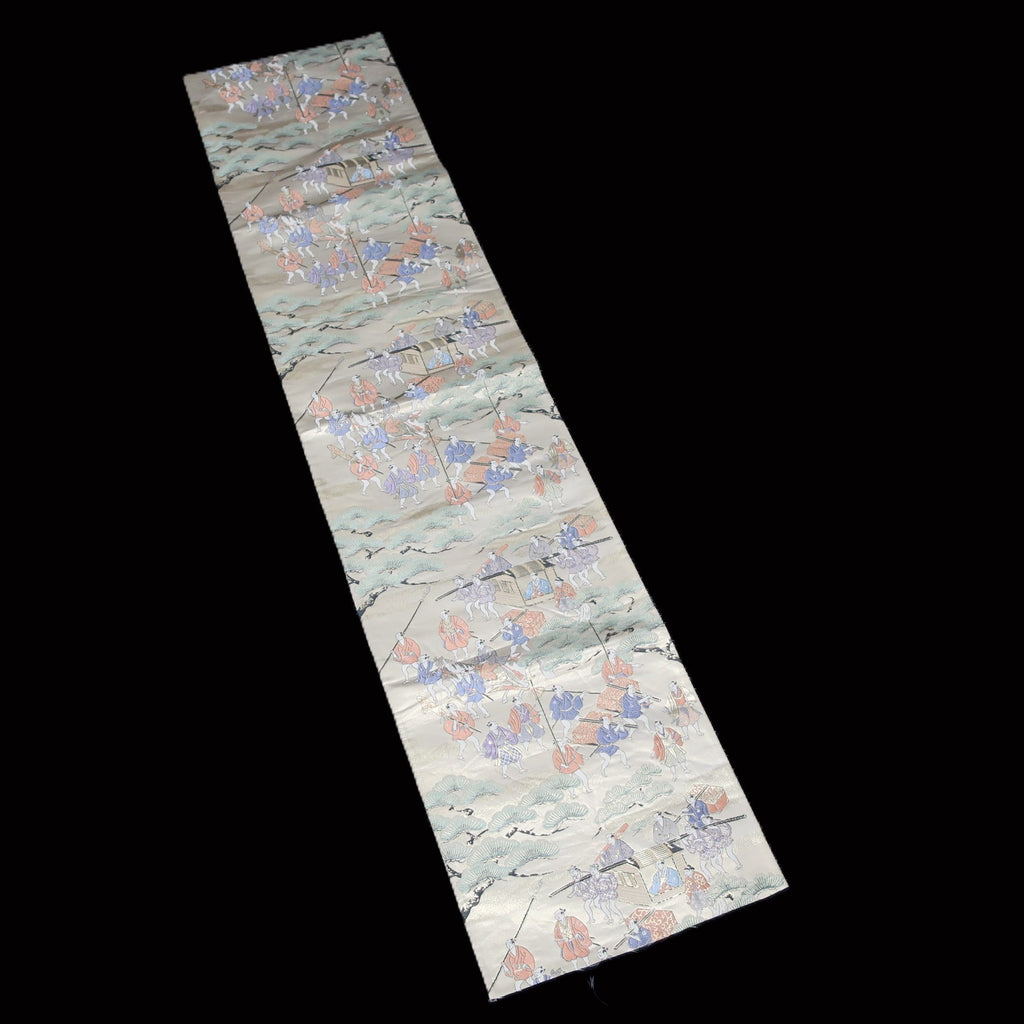 BB10058AD Silk Obi Fabric Samurai Green Beige 51.6x10.6in(131x27cm)