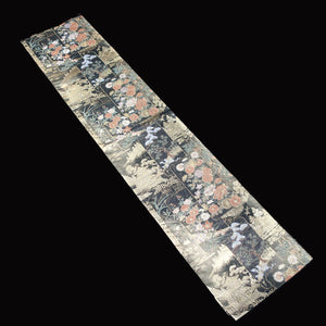 BB10068AE Silk Obi Fabric Zen Temple Gold Green 53.1x10.6in(135x27cm)