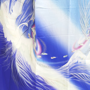 Furisode Blue Peacock Tall Silk #9709J5