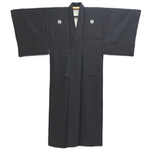 Load image into Gallery viewer, Men's Kimono Vintage(1950-1980) Black Montsuki Habutae Silk #10869E4
