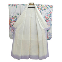 Load image into Gallery viewer, Furisode Blueish Gray Floral pattern Tall Silk #11083A5
