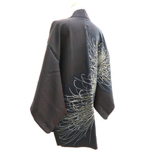 Load image into Gallery viewer, Haori Jacket Vintage(1950-1980) Black Gold Silver Chrysanthemum Silk #10995F4
