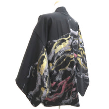 Load image into Gallery viewer, Haori Jacket Vintage(1950-1980) Black Gold Silver Wave Silk #10825E1
