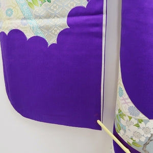 Furisode Purple Crane Birds Tall Silk #10555B4