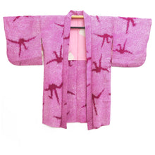 Load image into Gallery viewer, Haori Jacket Vintage(1920-1950) Magenta Shibori Orizuru Silk #11035A2
