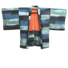 Load image into Gallery viewer, Haori Jacket Blue Light Green Black Ryusui Silk #10856E3
