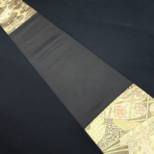 Fukuro Obi Gold Peony Folding Fan Karahana Silk BB274V5