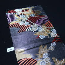 Load image into Gallery viewer, BB10088AF Silk Obi Fabric Butterfly Gold Gray 54.7x11.0in(139x28cm)
