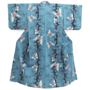 Yukata Vintage(1950-1980) Light Blue Butterfly Cotton #10477A5