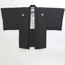 Load image into Gallery viewer, Men's Haori Vintage(1950-1980) Black Montsuki Landscape Wide Silk #10883E4

