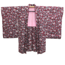 Load image into Gallery viewer, Haori Jacket Vintage(1920-1950) Wine red Meisen Botanical Silk #11004F5
