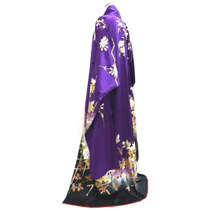 Furisode Purple Gold Black Peony Butterfly Sakura Silk #9699J4