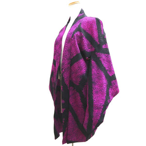 Haori Jacket Vintage(1920-1950) Magenta Black Shibori Asanoha Silk #9960C1