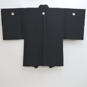 Men's Haori Vintage(1950-1980) Black Habutae Silk #9982C2