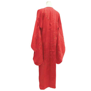 Juban Vintage(1950-1980) Red Gold Crane Birds Silk #10506B1