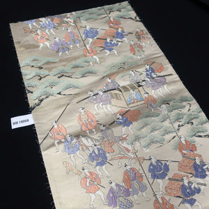 BB10058AD Silk Obi Fabric Samurai Green Beige 51.6x10.6in(131x27cm)