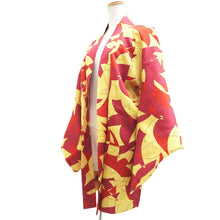 Load image into Gallery viewer, Haori Jacket Vintage(1950-1980) Red Yellow Magenta Bird Silk #10615C3
