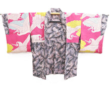 Load image into Gallery viewer, Haori Jacket Vintage(1950-1980) Pink Peacock feather Silk #10674D1
