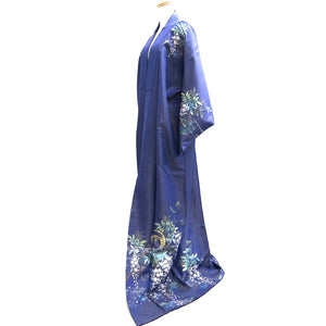 Kimono Blue Gold Hand painted Wisteria Kintoushi Silk #9927B4