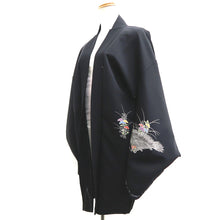Load image into Gallery viewer, Haori Jacket Vintage(1950-1980) Black Heian Princess Peony Silk #10174D4
