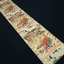 Load image into Gallery viewer, Maru Obi Vintage(1920-1950) Beige Gold Crane Birds Kiku Silk BB285V6
