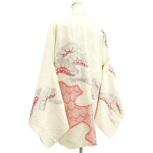 Load image into Gallery viewer, Haori Jacket White Full Shibori Pine Tree Silk #10836E2
