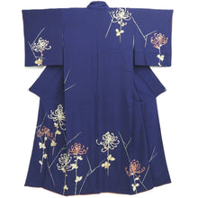 Load image into Gallery viewer, Kimono Vintage(1950-1980) Purplish Blue Chrysanthemum Silk #10779D4
