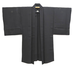 Men's Haori Vintage(1950-1980) Black See-Through Montsuki Silk #10428A3