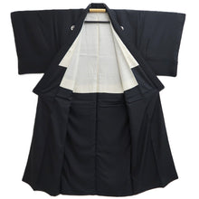 Load image into Gallery viewer, Men's Kimono Vintage(1950-1980) Black Montsuki Habutae Silk #10869E4
