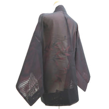 Load image into Gallery viewer, Haori Jacket Vintage(1950-1980) Black Pink Sheer Botanical Silk #10976F3

