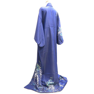 Kimono Blue Gold Hand painted Wisteria Kintoushi Silk #9927B4