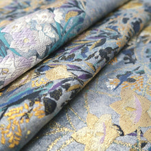 Load image into Gallery viewer, Fukuro Obi Silver Gray Gold Bellflower Kiku Hikihaku Silk BB330V9
